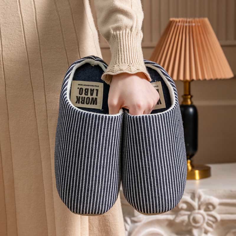 Plus Size Striped Home Slippers