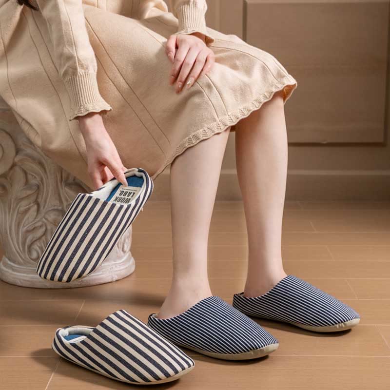 Plus Size Striped Home Slippers