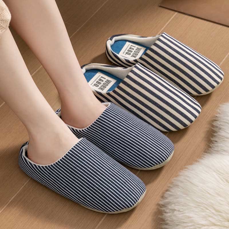 Plus Size Striped Home Slippers