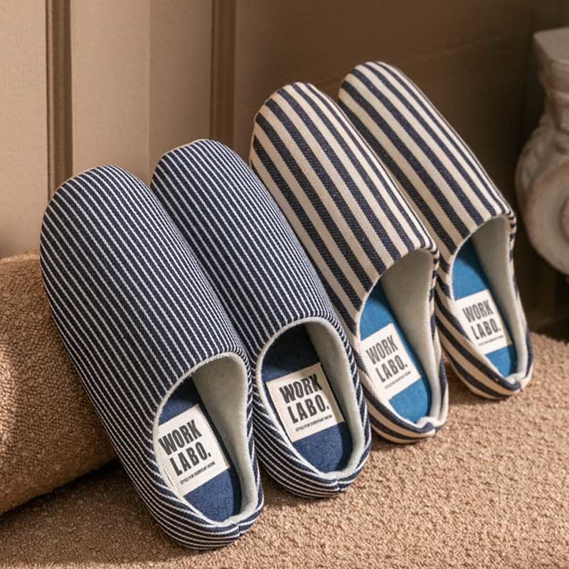 Plus Size Striped Home Slippers