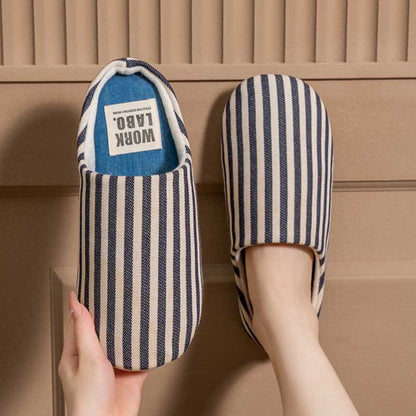 Plus Size Striped Home Slippers