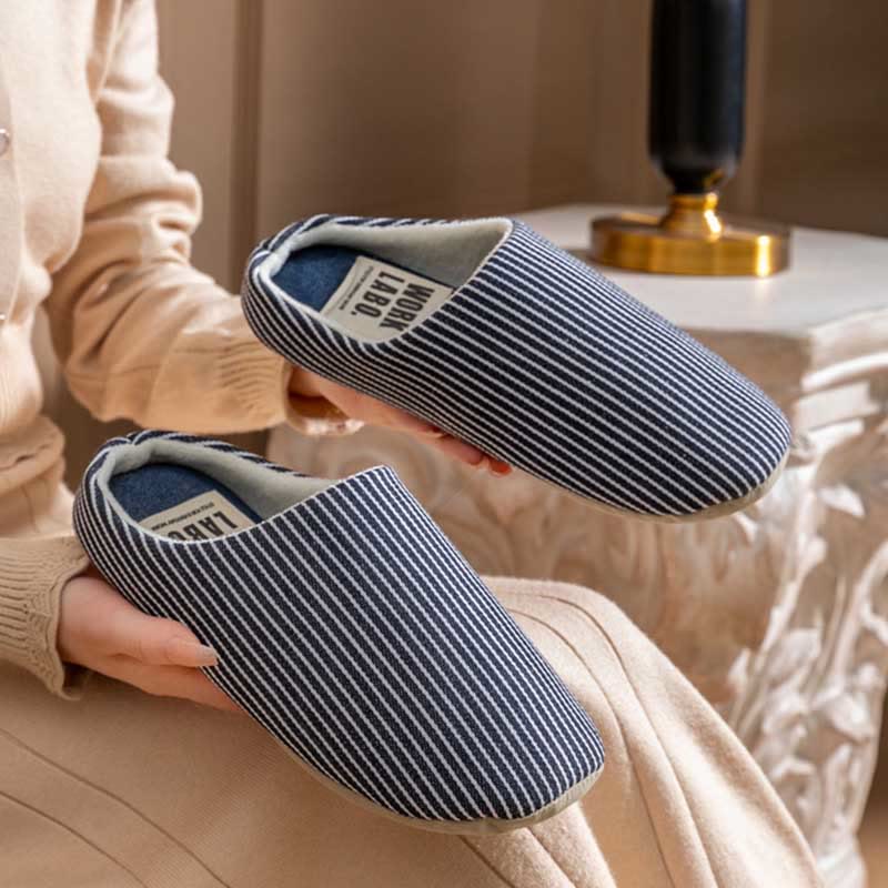 Plus Size Striped Home Slippers