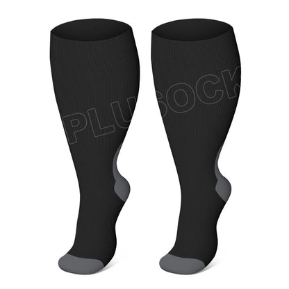 2XL-4XL Plus Size Black Pink Compression Socks