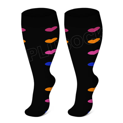 Electrocardiogram Heart Plus Size Compression Socks(3 Pairs)