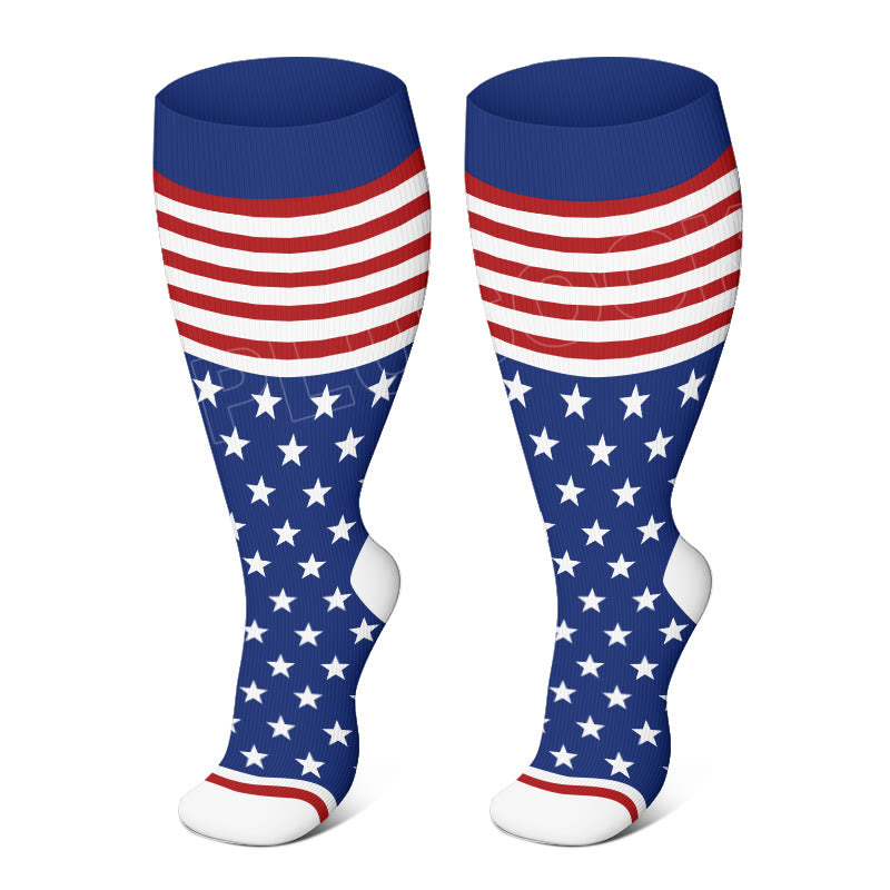 Plus Size American Flag Compression Socks