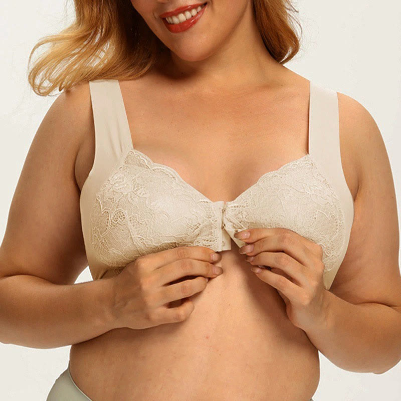 Plus Size Front Closure Lace Wireless Bras