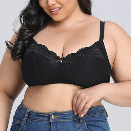 Plus Size Black Lace Wireless Bras