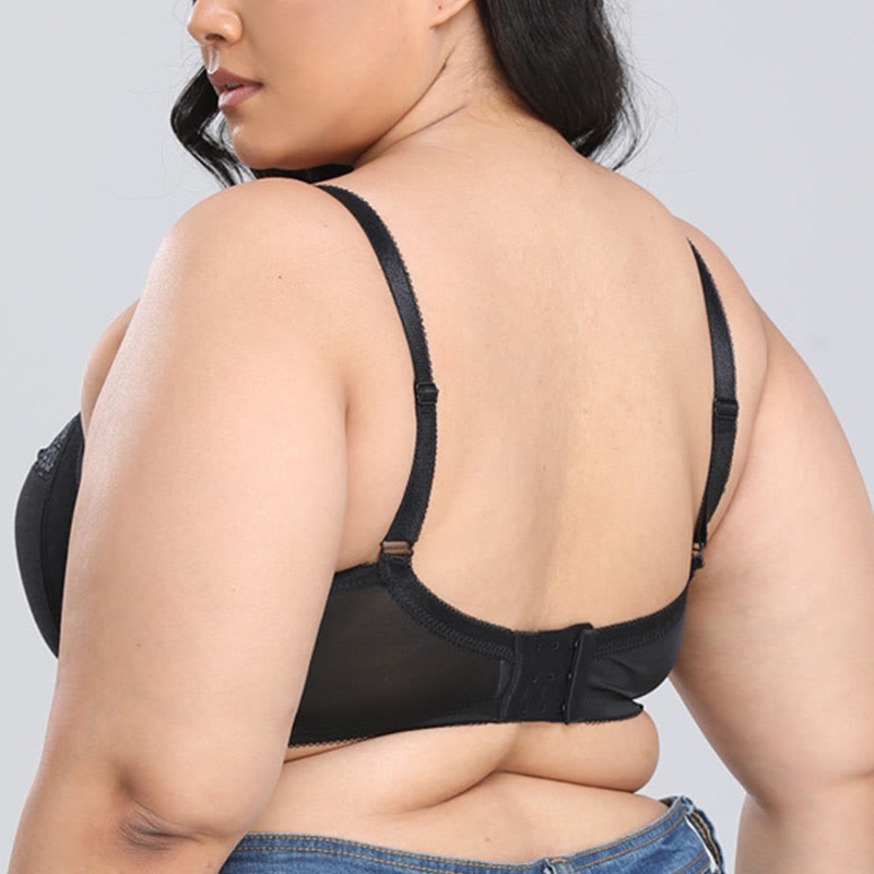 Plus Size Black Lace Wireless Bras