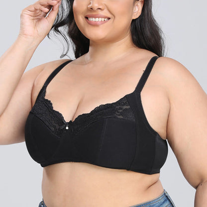 Plus Size Black Lace Wireless Bras