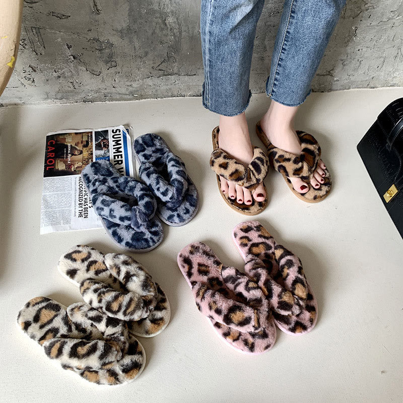 Plus Size Leopard Print Slippers