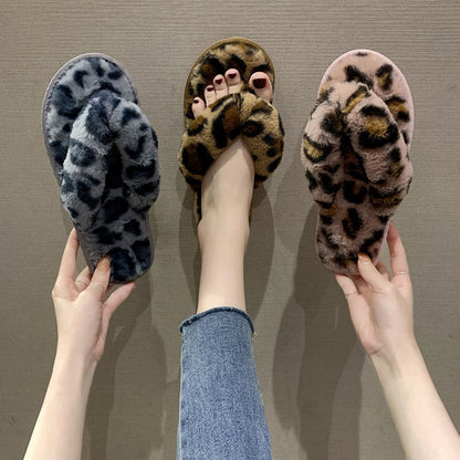 Plus Size Leopard Print Slippers