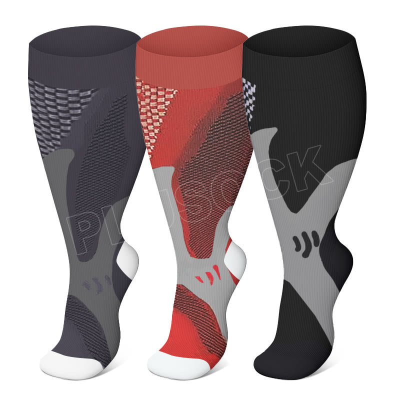 2XL-7XL Plus Size Sport Wine Compression Socks(3 Pairs)