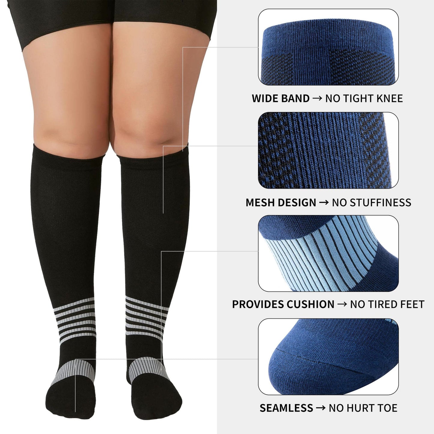 Plus Size Circulation Support Compression Socks