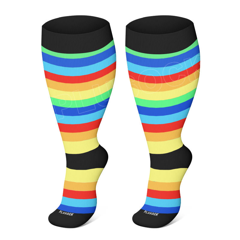 Plus Size Rainbow Series Compression Socks(3 Pairs)