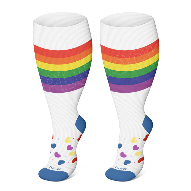 Plus Size Rainbow Series Compression Socks(3 Pairs)