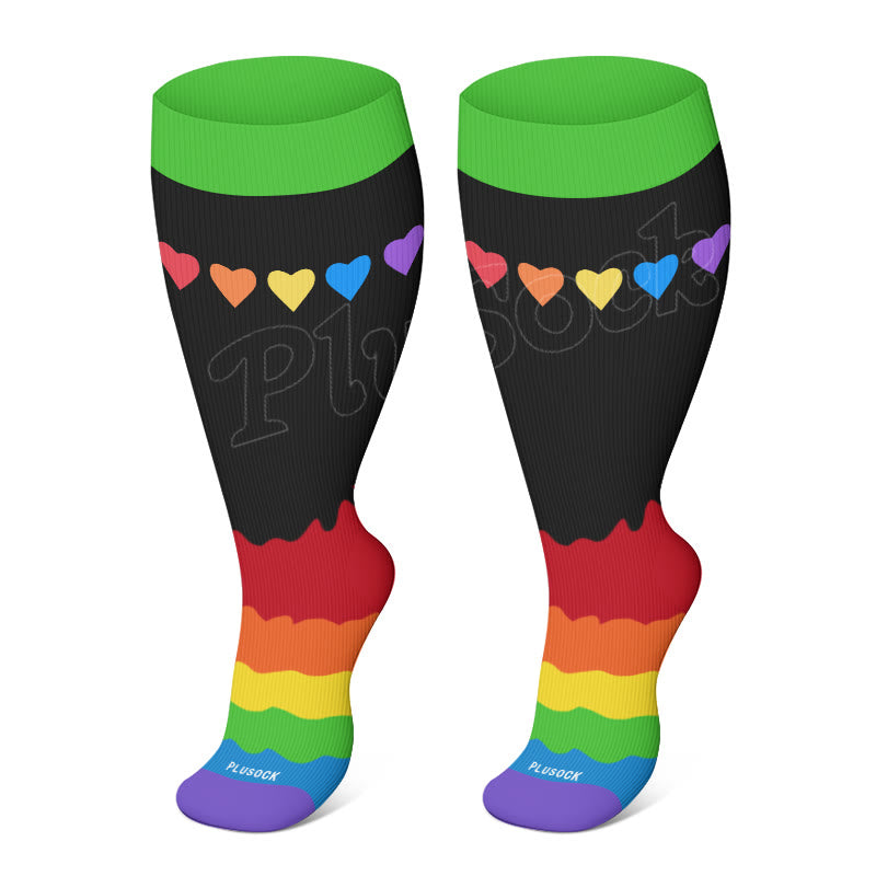 Plus Size Rainbow Series Compression Socks(3 Pairs)