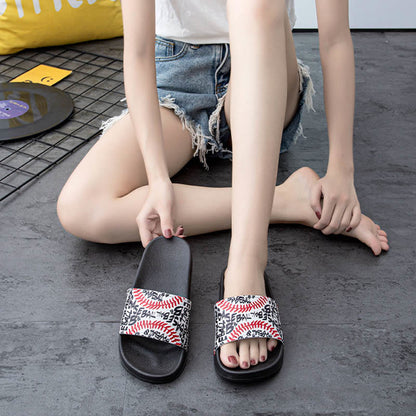 Plus Size Baseball Pattern Slides(2 Pairs)