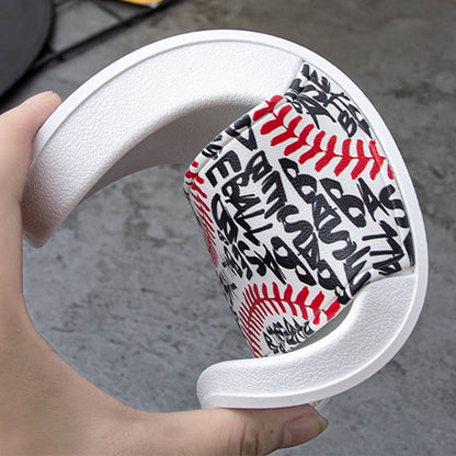 Plus Size Baseball Pattern Slides(2 Pairs)