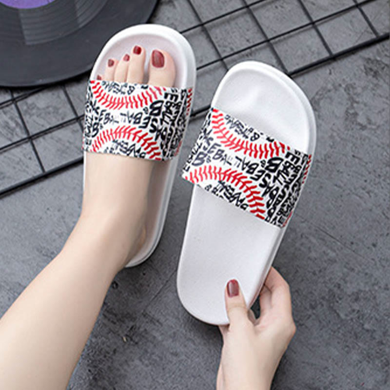 Plus Size Baseball Pattern Slides(2 Pairs)