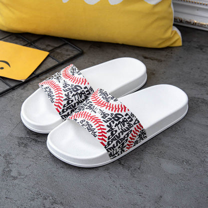 Plus Size Baseball Pattern Slides(2 Pairs)