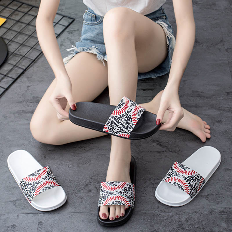 Plus Size Baseball Pattern Slides(2 Pairs)