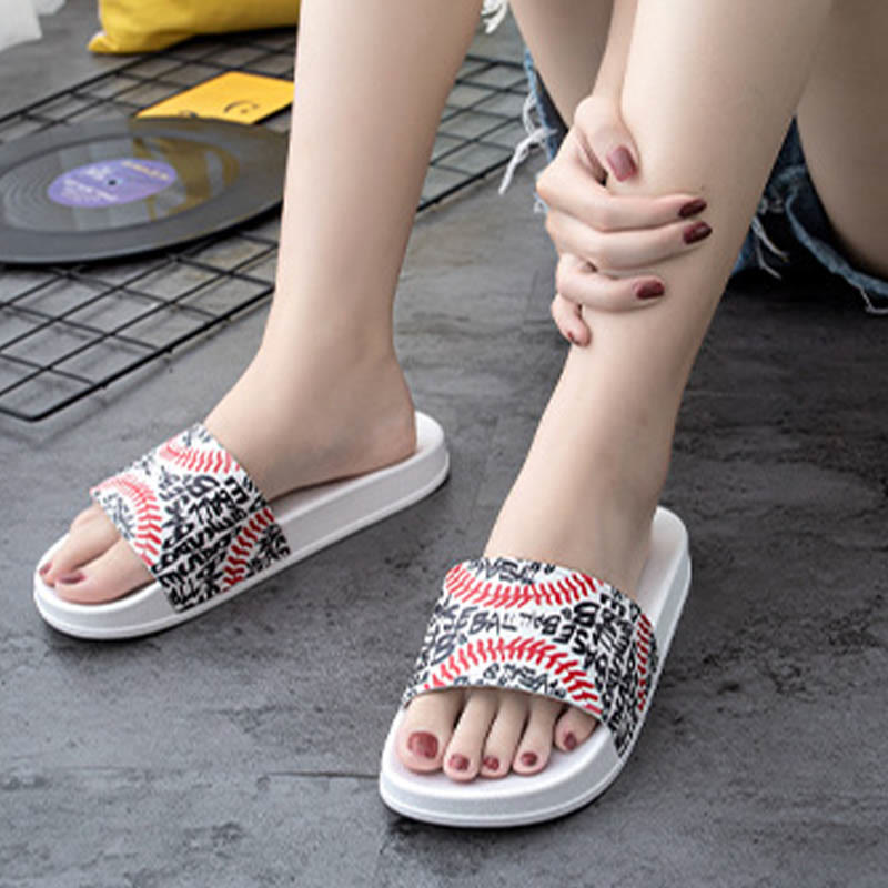 Plus Size Baseball Pattern Slides(2 Pairs)