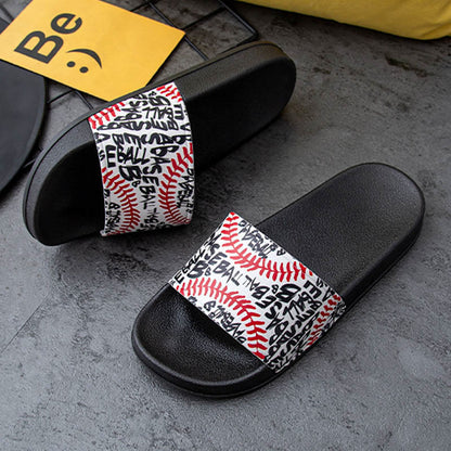 Plus Size Baseball Pattern Slides(2 Pairs)