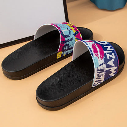 Plus Size Graffiti Slides(2 Pairs)