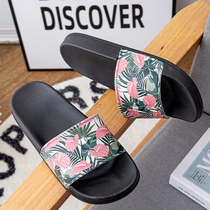 Plus Size Pink Leaves Slides(2 Pairs)