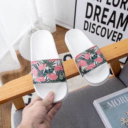 Plus Size Pink Leaves Slides(2 Pairs)