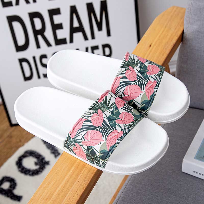 Plus Size Pink Leaves Slides(2 Pairs)