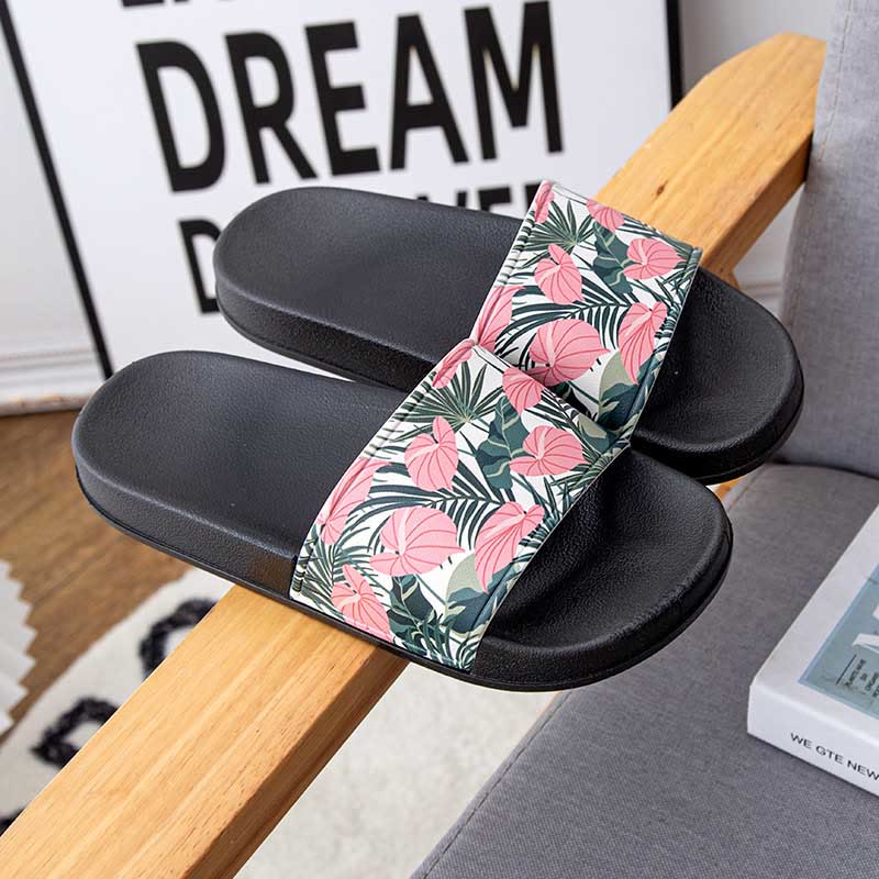 Plus Size Pink Leaves Slides(2 Pairs)