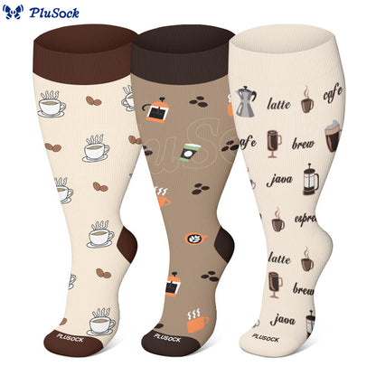 Plus Size Coffee Series Compression Socks