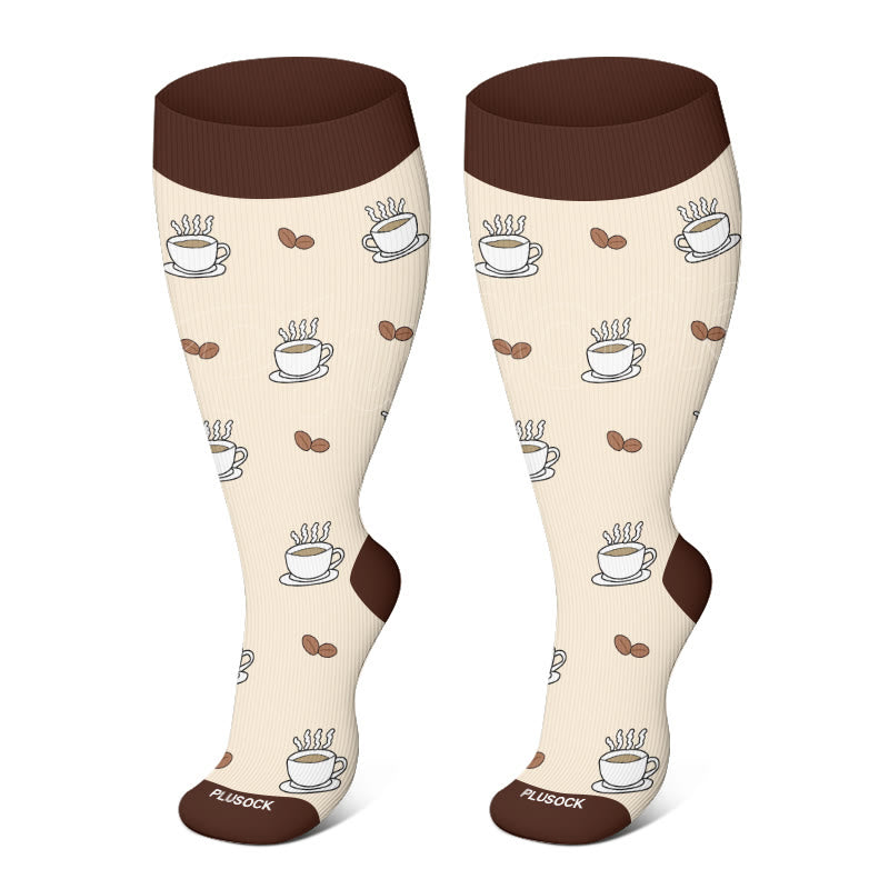 Plus Size Coffee Series Compression Socks