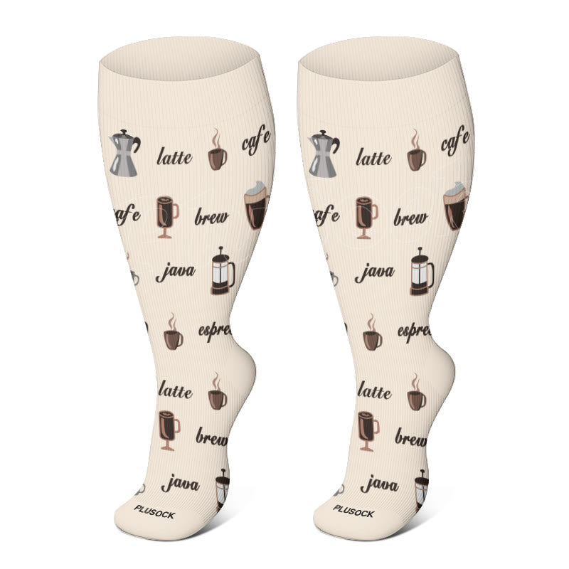 Plus Size Coffee Series Compression Socks