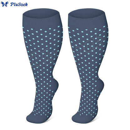 Plus Size Blue Heart Compression Socks(3 Pairs)