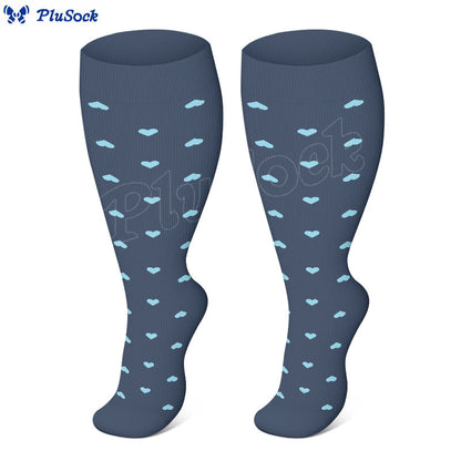 Plus Size Blue Heart Compression Socks