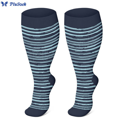 Plus Size Blue Heart Compression Socks(3 Pairs)