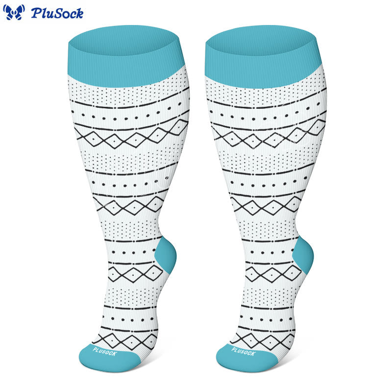 Plus Size Argyle Bohemian Style Compression Socks