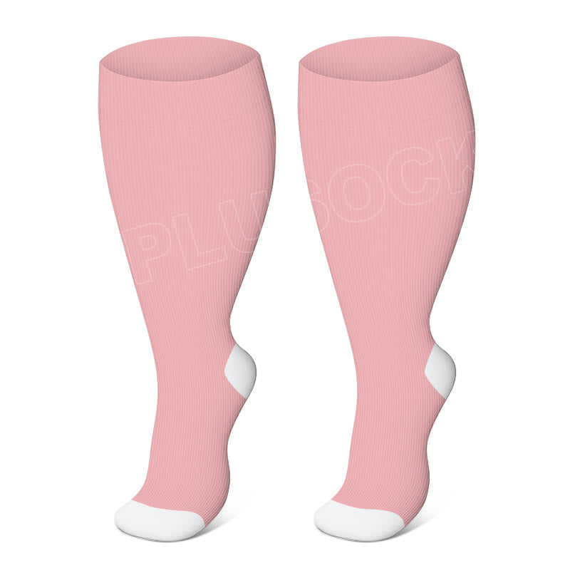 2XL-4XL Plus Size Solid Color Elastic Compression Socks