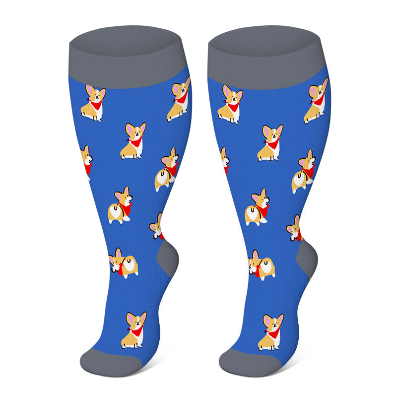 2XL-4XL Plus Size Color Pattern Compression Socks