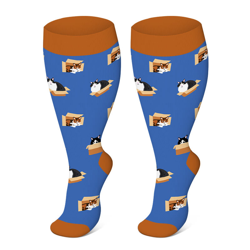 2XL-4XL Plus Size Color Pattern Compression Socks