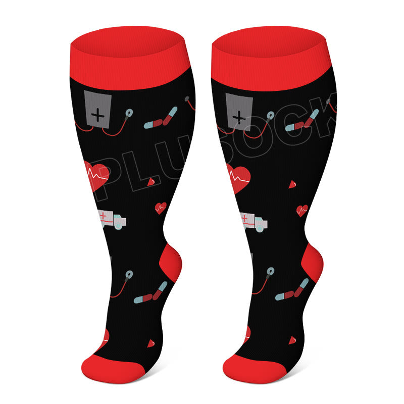 2XL-4XL Plus Size Color Pattern Compression Socks