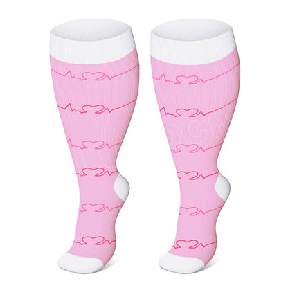 2XL-4XL Plus Size Black Pink Compression Socks