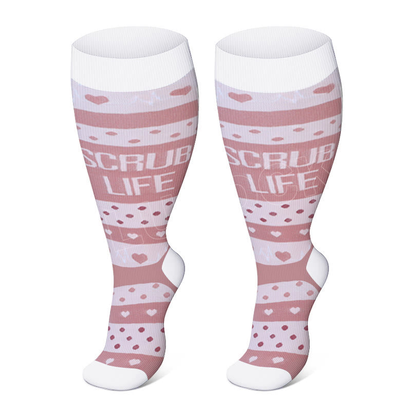 2XL-4XL Plus Size Black Pink Compression Socks