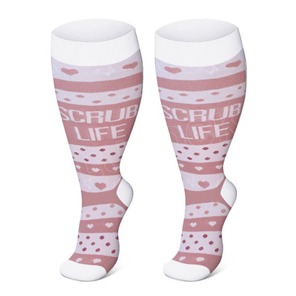 2XL-4XL Plus Size Black Pink Compression Socks