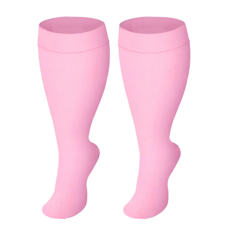 2XL-4XL Plus Size Black Pink Compression Socks