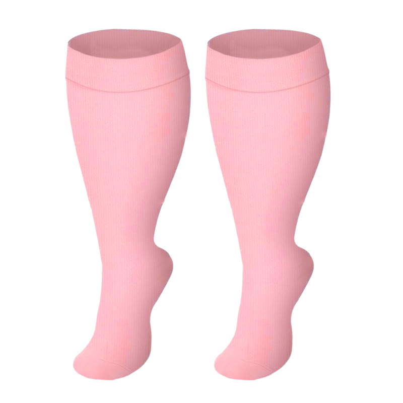 2XL-4XL Plus Size Solid Color Compression Socks