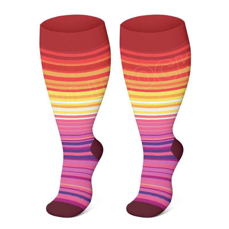 2XL-4XL Plus Size Color Pattern Compression Socks