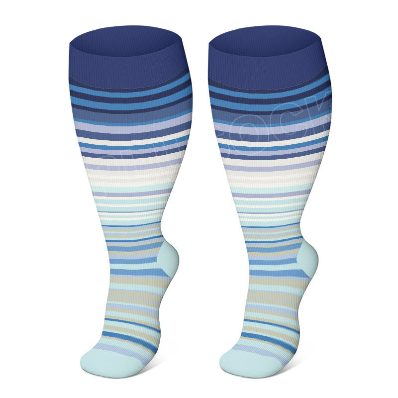 2XL-4XL Plus Size Color Pattern Compression Socks